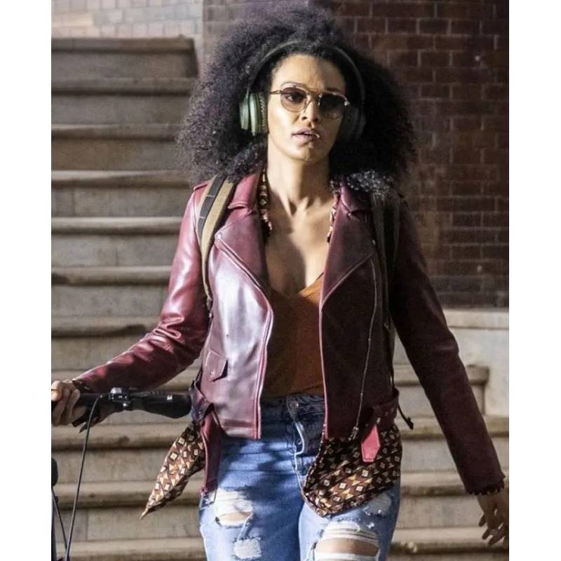 Queen Sono Biker Burgundy Leather Jacket
