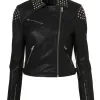 Studded Design Demi Lovato Biker Jacket Studded Design Demi Lovato Biker Jacket