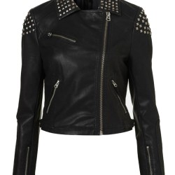 Studded Design Demi Lovato Biker Jacket