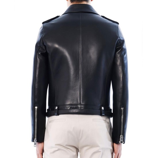 Jared Leto Biker Blue Leather Jacket