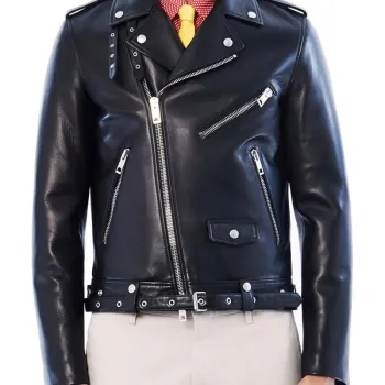 Jared Leto Biker Blue Leather Jacket