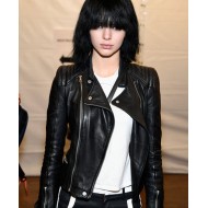 Kendall Jenner Moto Style Black Leather Jacket