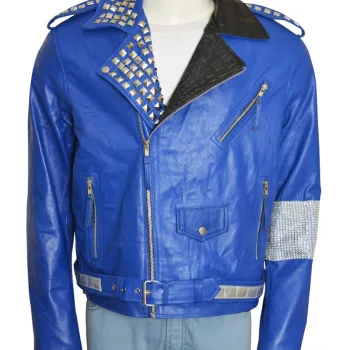 Biker Style WWE Brian Kendrick Blue Leather Jacket