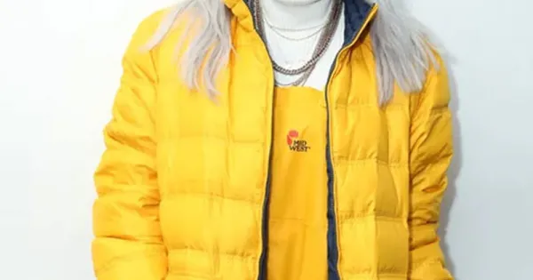 Singer Billie Eilish Puffer Yellow Jacket
