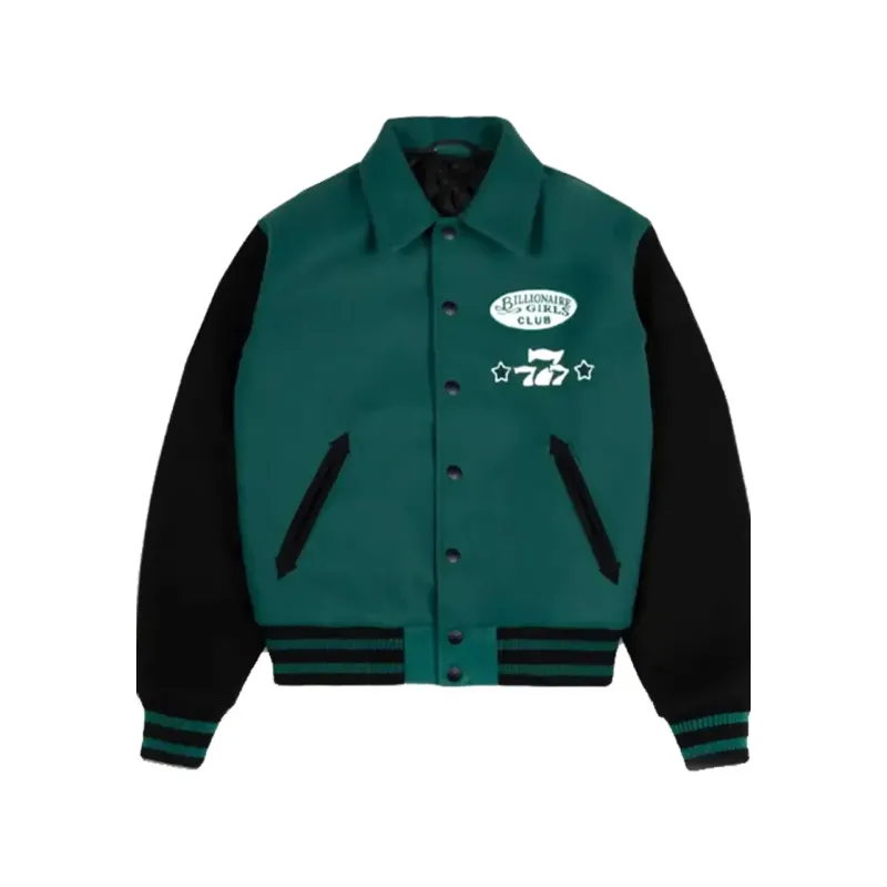 Billionaire Girls Club Dice Green Varsity Jacket Billionaire Girls Club Dice Green Varsity Jacket
