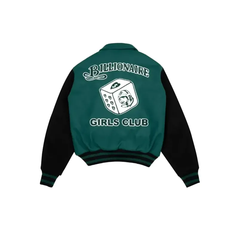 Billionaire Girls Club Dice Green Varsity Jacket Billionaire Girls Club Dice Green Varsity Jacket
