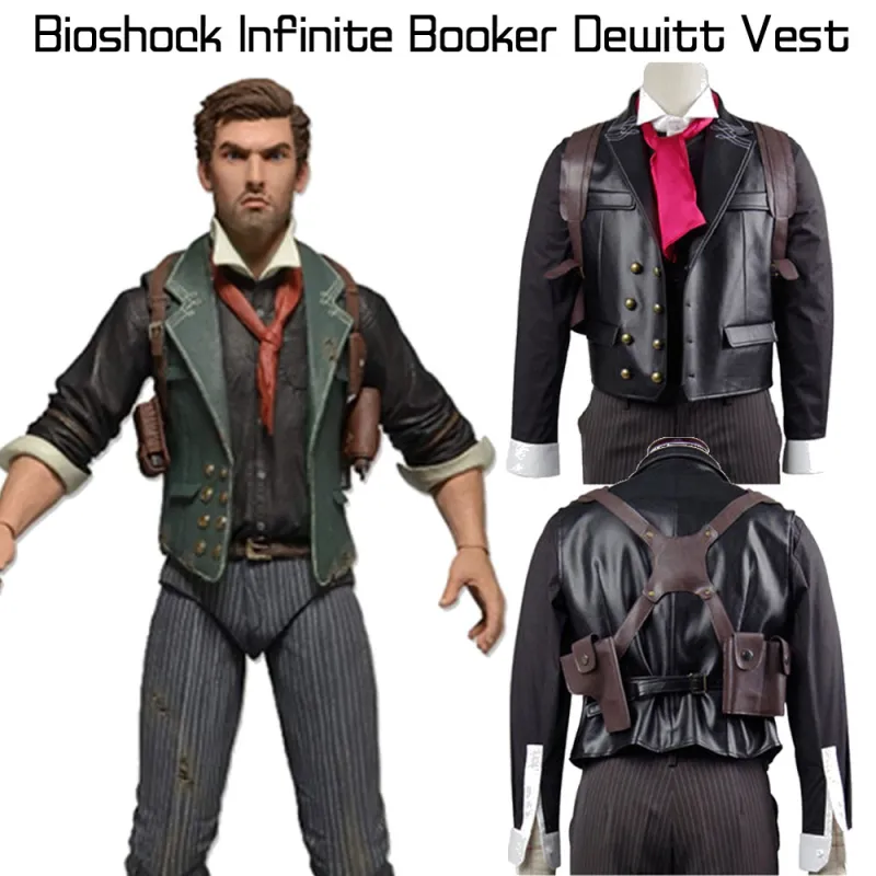Booker Dewitt Bioshock Infinite Black Leather Vest Booker Dewitt Bioshock Infinite Black Leather Vest
