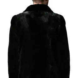 Black Mink Fur Classic Warm Winter Coat