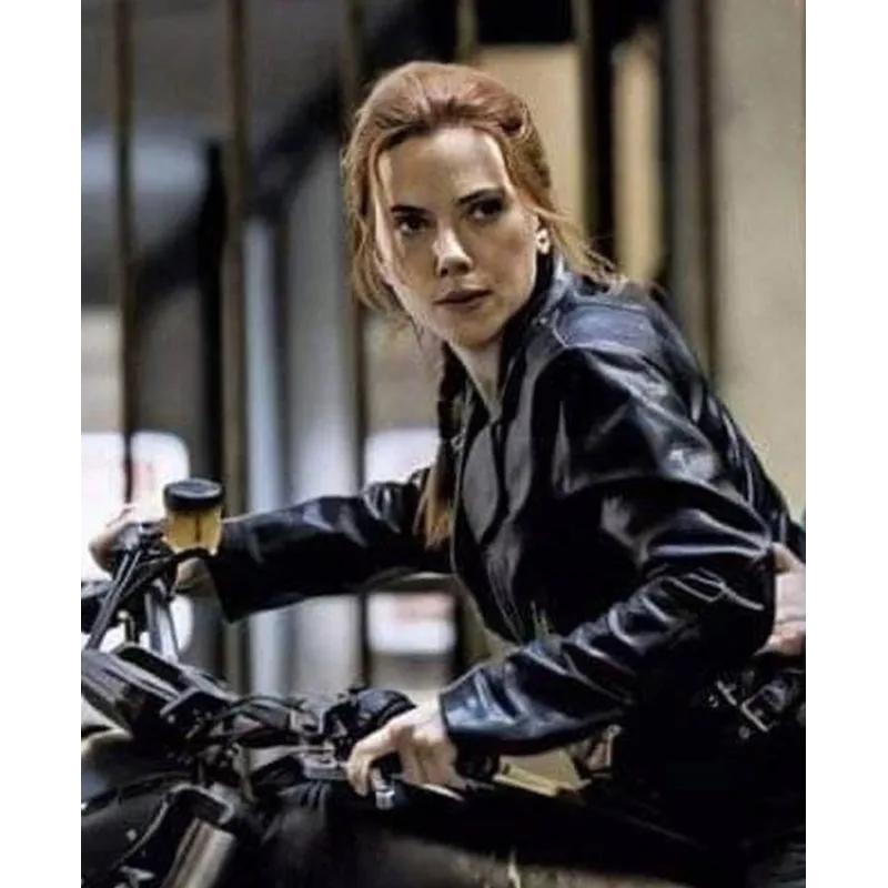 Scarlett Johansson Black Widow Motorcycle Leather Jacket Scarlett Johansson Black Widow Motorcycle Leather Jacket