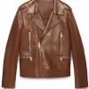 Biker Blake Lively Brown Leather Jacket