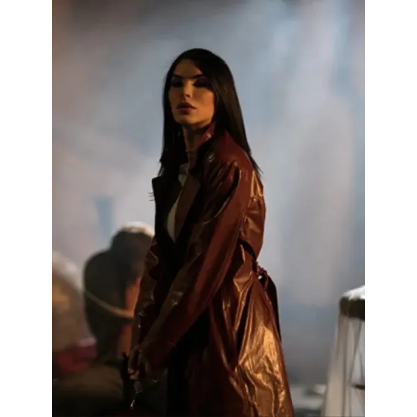Blowback 2022 Veronica Leather Maroon Coat Blowback 2022 Veronica Leather Maroon Coat