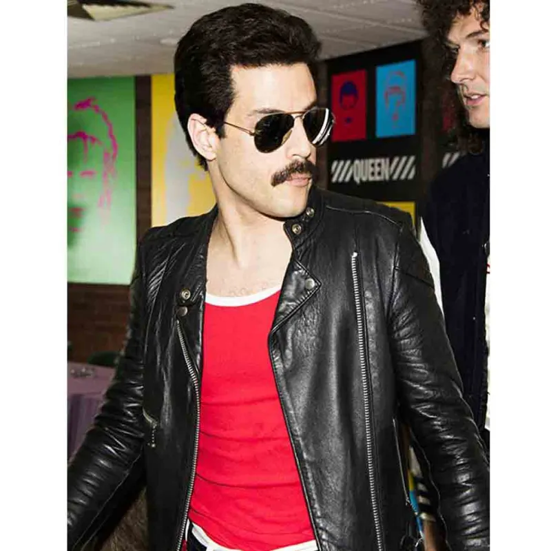 Bohemian Rhapsody Rami Malek Black Leather Jacket