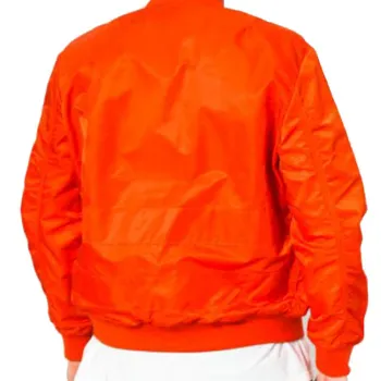 Bomber Panelled Orange Men Satin Jacket