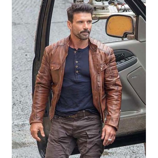 Frank Grillo Boss Level Brown Leather Jacket