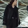 Bridget Moynahan Blue Bloods Black Suede Leather Coat