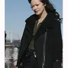 Bridget Moynahan Blue Bloods Black Suede Leather Coat