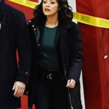 Bridget Moynahan Blue Bloods Black Suede Leather Coat