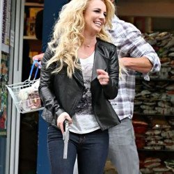 Britney Spears Leather Black Jacket