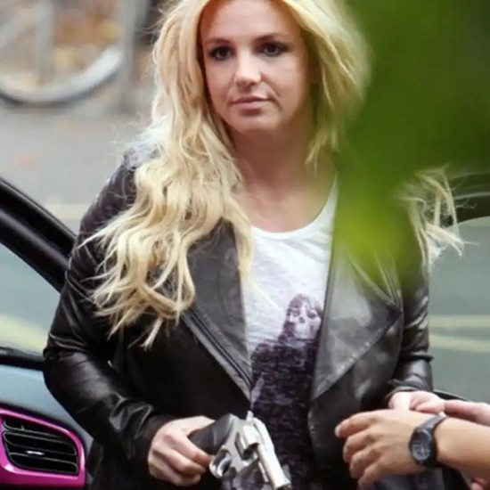 Britney Spears Leather Black Jacket