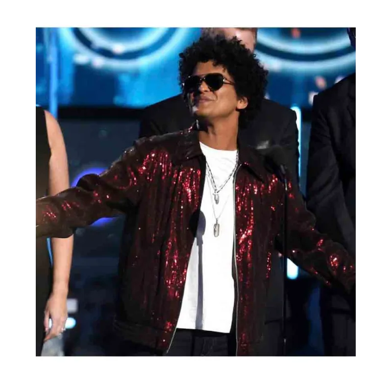 Bruno Mars Brothers Red Sequins Jacket Bruno Mars Brothers Red Sequins Jacket