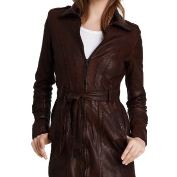 Kate Beckett Castle Stana Katic Belted Leather Jacket
