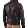 Men's Belted Collar Casual Dark Brown Leather Jacket Men's Belted Collar Casual Dark Brown Leather Jacket
