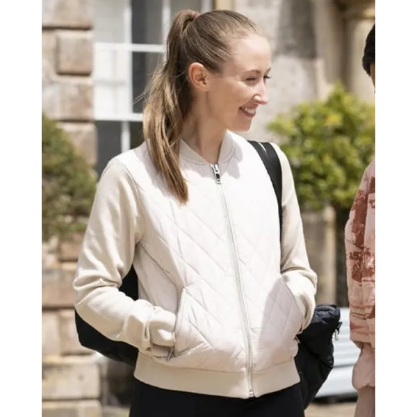 Chloe 2022 Erin Doherty White Bomber Jacket Chloe 2022 Erin Doherty White Bomber Jacket