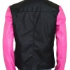 Chris Brown Leather Jacket with Pink Sleeves Chris Brown Leather Jacket with Pink Sleeves