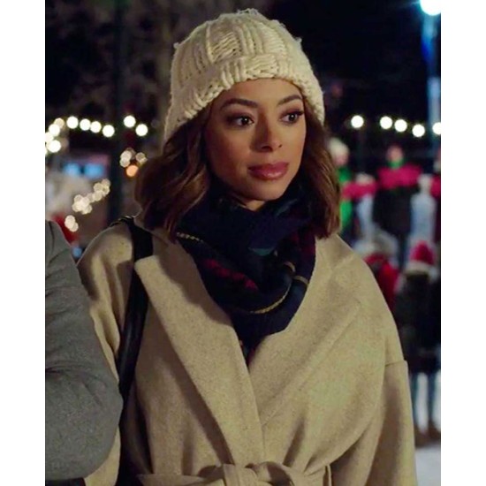 Amber Stevens West Christmas Unwrapped Grey Coat