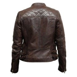 Women's Asymmetrical Classic Biker Dark Brown Leather Jacket