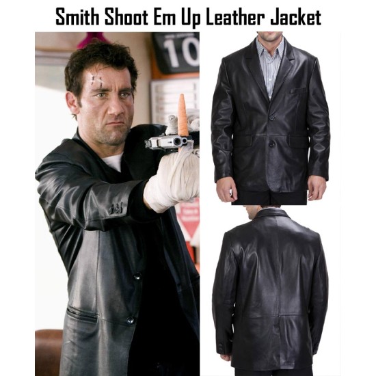 Clive Owen Shoot Em Up Smith Black Leather Jacket