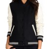 Women's Black and Cream Varsity Jacket Women's Black and Cream Varsity Jacket
