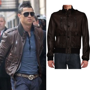 Cristiano Ronaldo Distressed Brown Leather Jacket