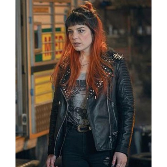 Curfew Aimee Ffion Edwards Black Leather Jacket