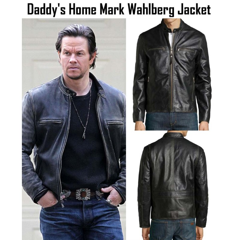Daddy's Home Mark Wahlberg Black Leather Jacket Daddy's Home Mark Wahlberg Black Leather Jacket