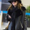 Dakota Johnson Black Leather Shearling Jacket