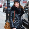 Dakota Johnson Black Leather Shearling Jacket