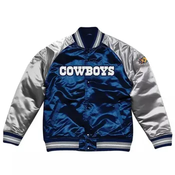 Dallas Cowboys Navy Blue and Silver Varsity Jacket