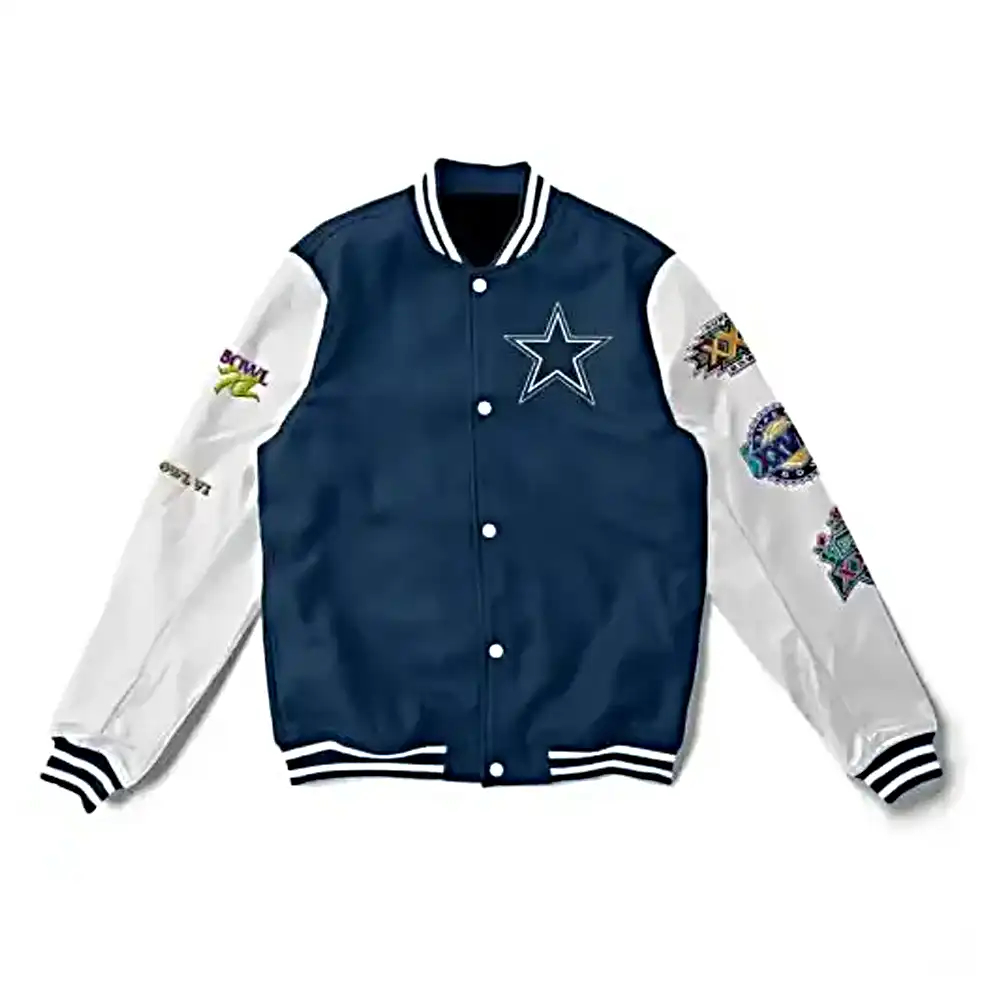 Men's Snap Tab Closure Green and White Varsity Jacket - Jackets Creator