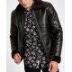 Men's Bomber Buckle Collar Dark Brown Leather Aviator Jacket