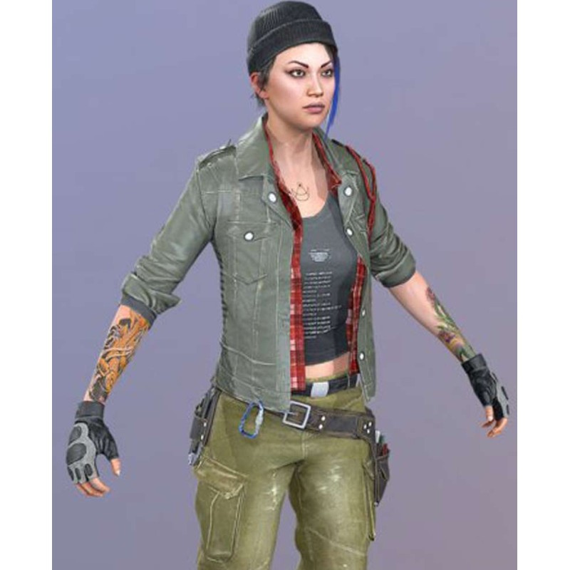 Jessa Yatsuda Dead Rising 4 Green Leather Jacket Jessa Yatsuda Dead Rising 4 Green Leather Jacket