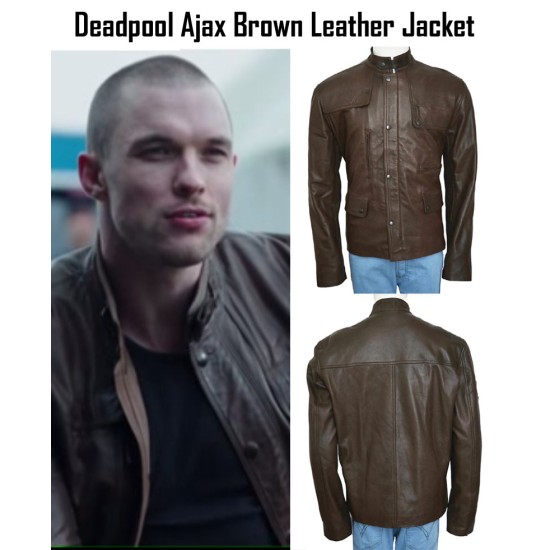 Deadpool Film Ajax Brown Leather Jacket