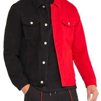 Denim Black and Red Jacket