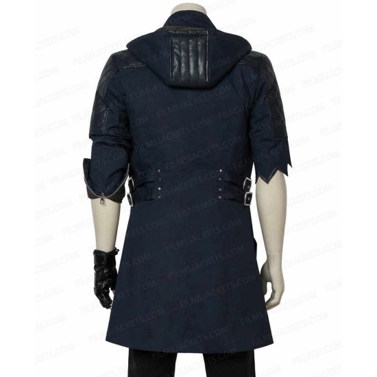 Devil May Cry 5 Blue Nero Coat with Hood - USA Leather Factory