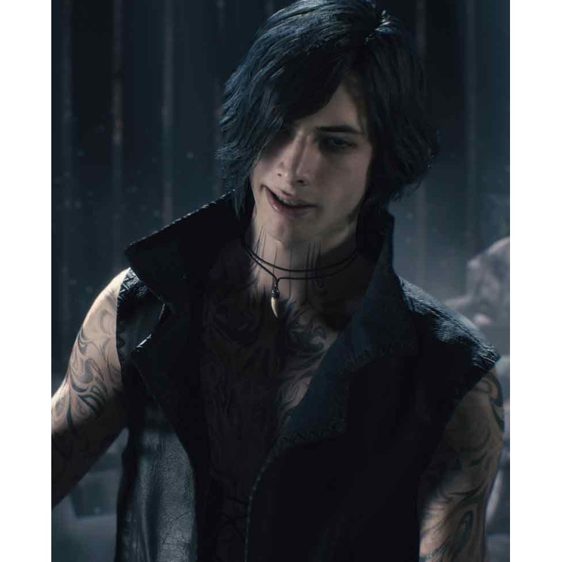 Devil May Cry 5 V Black Leather Coat