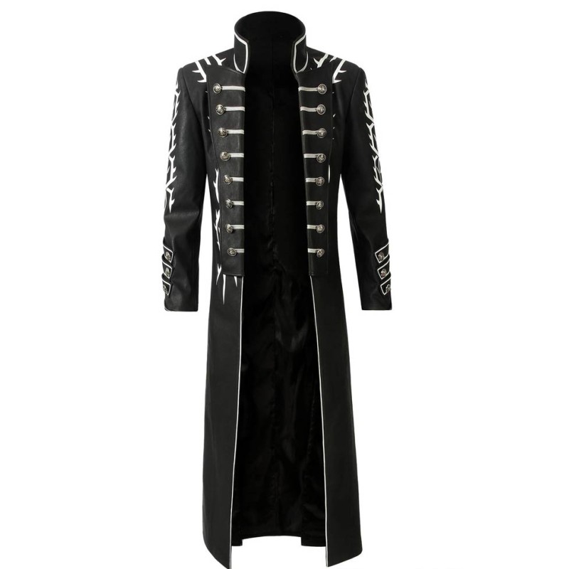 Devil May Cry 5 Vergil Black Leather Coat Devil May Cry 5 Vergil Black Leather Coat