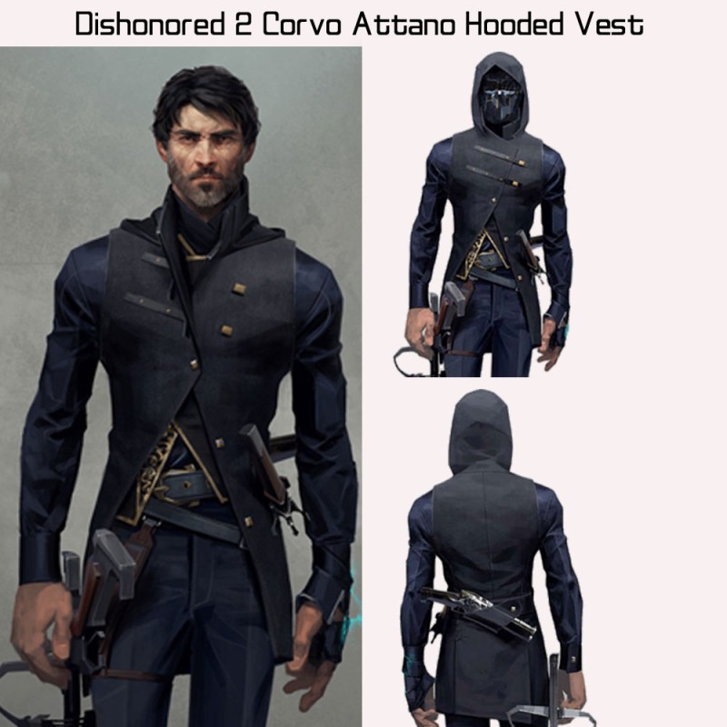 Dishonored 2 Game Corvo Attano Hooded Vest Dishonored 2 Game Corvo Attano Hooded Vest