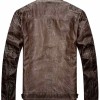 Men's Quilted Shoulders Distressed Brown Leather Motorcycle Jacket