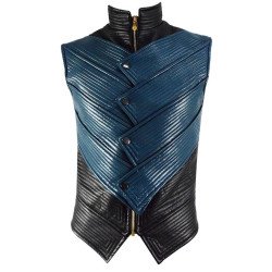 Vergil Blue and Black Leather Vest