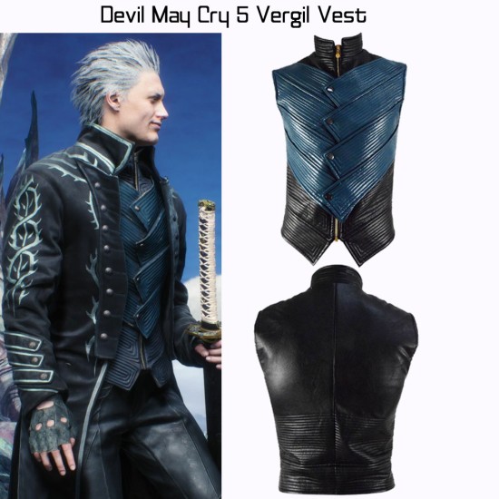 Vergil Blue and Black Leather Vest